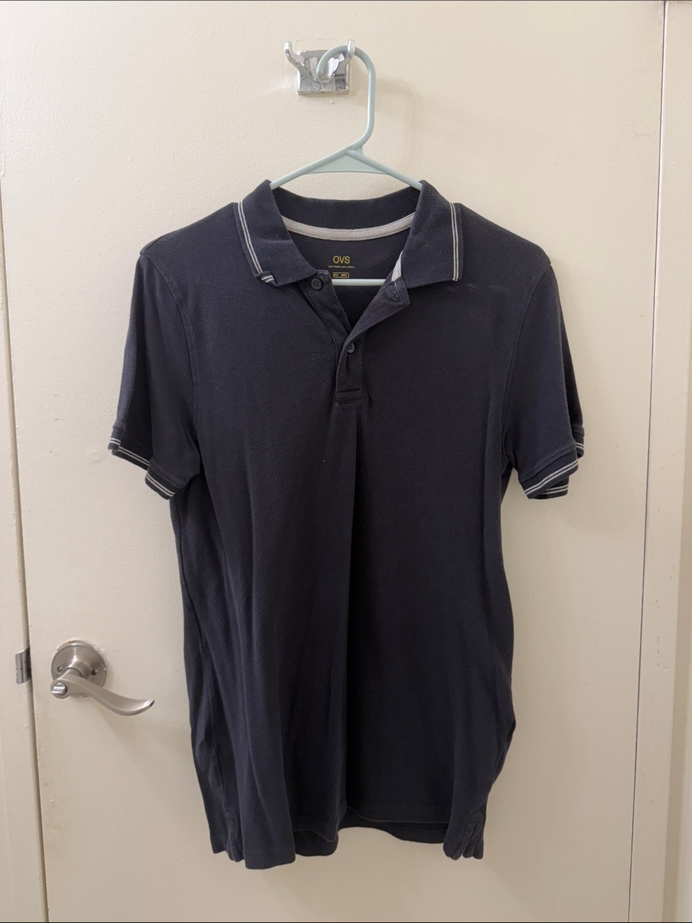 OVS Men's Black Polo with Contrast Trim